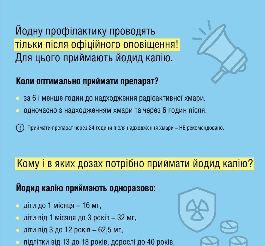 Пам’ятка: йодна профілактика у разі радіаційної аварії