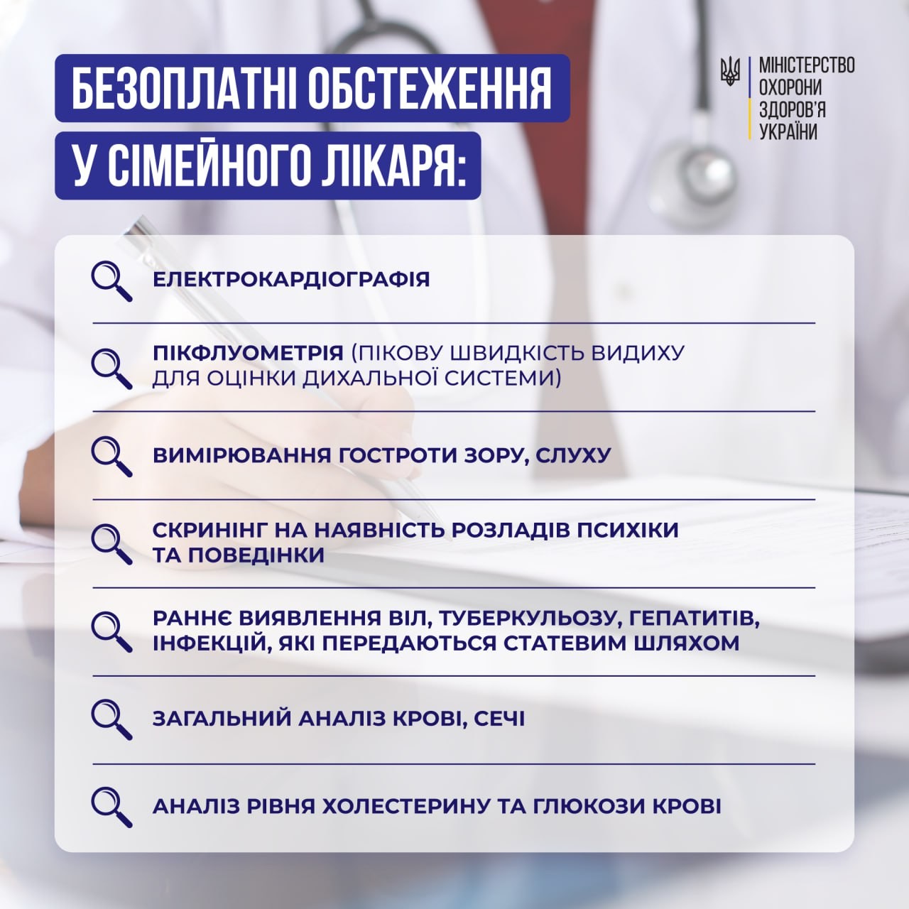 Безоплатні обстеження у сімейного лікаря